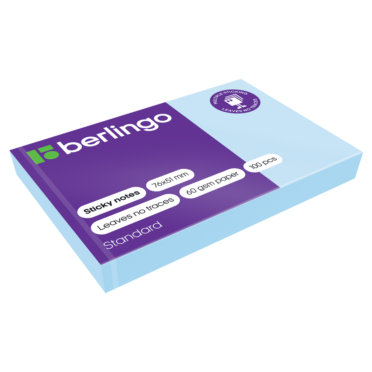Самоклеящийся блок Berlingo "Standard", 76*51мм, 100л, голубой