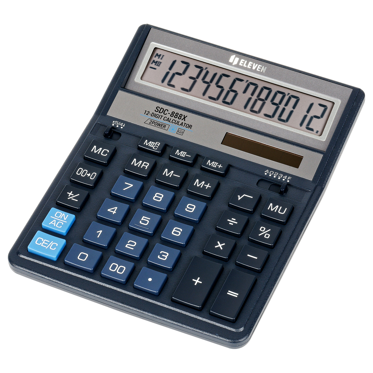 Калькулятор настольный Eleven SDC-888XBL, 12 разрядов, двойное питание, 158*203*31мм, синий