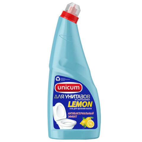 Средство для чистки унитазов и сантехники кислотное UNICUM 750мл "Лимон",дез. эффект,