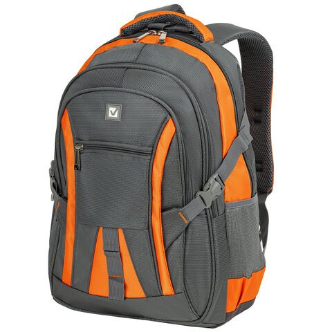 Рюкзак BRAUBERG "SpeedWay 2", 25 л, размер 46х32х19 см, ткань, серо-оранжевый, 224448