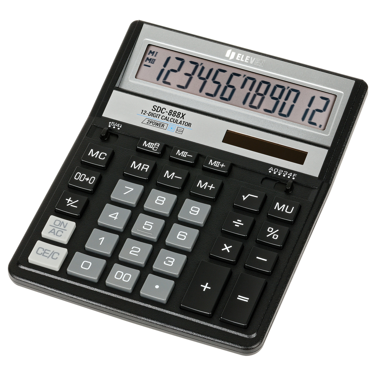 Калькулятор настольный Eleven SDC-888XBK, 12 разрядов, двойное питание, 158*203*31мм, черный
