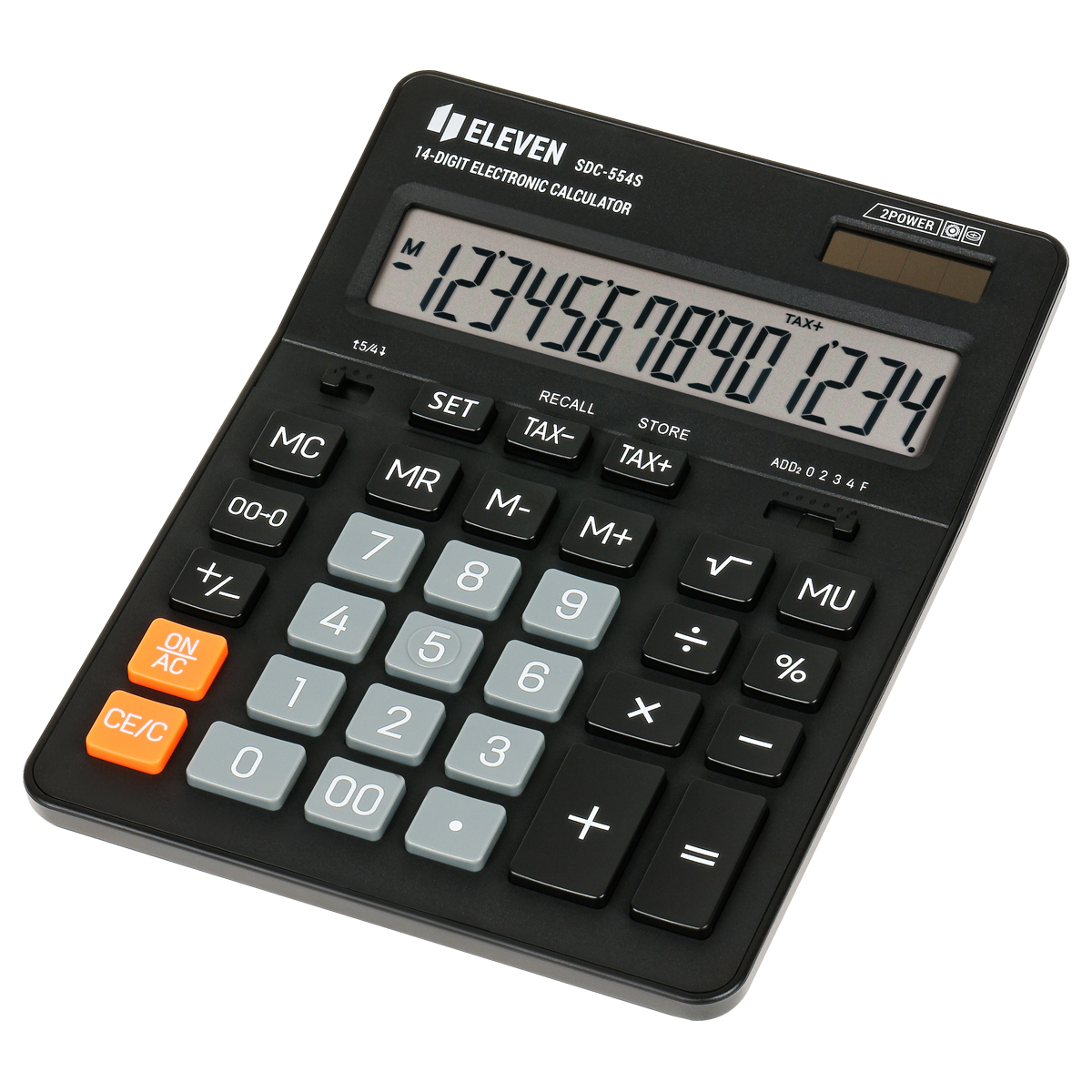 Калькулятор настольный Eleven SDC-554S, 14 разрядов, двойное питание, 153*199*31мм, черный