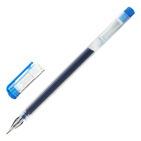 Ручка гелевая STAFF "BRILLIANCE", СИНЯЯ, длина письма 1000 м, игольчатый узел 0,5 мм, линия письма 0,35 мм, 143674