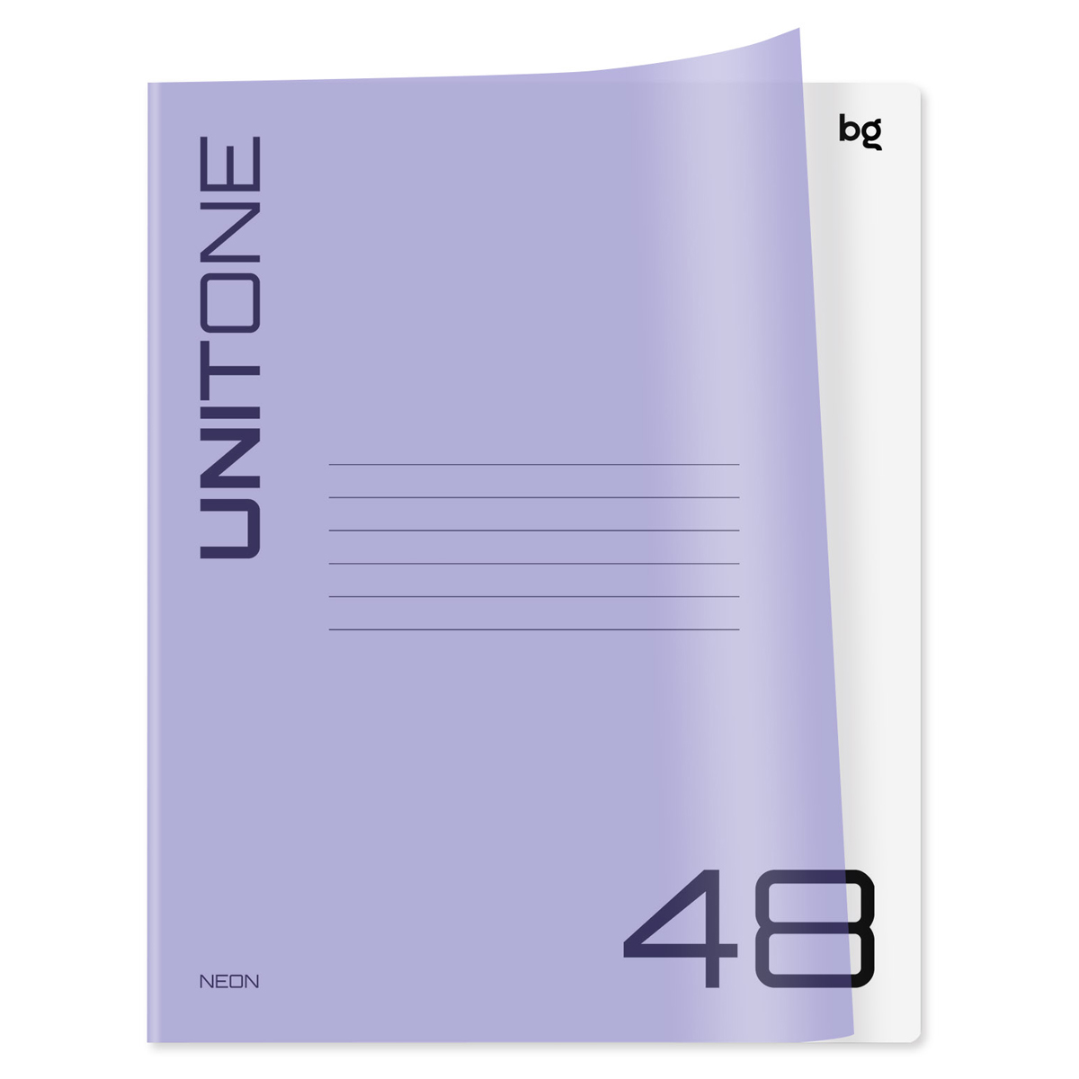 Тетрадь 48л. клетка BG "UniTone. Neon", пластиковая обложка, неон сиреневый