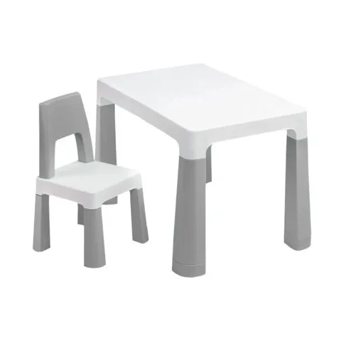 Стол детский + стул BRABIX KIDS CS-003, 2-7 лет, пластик белый + серый, 533292