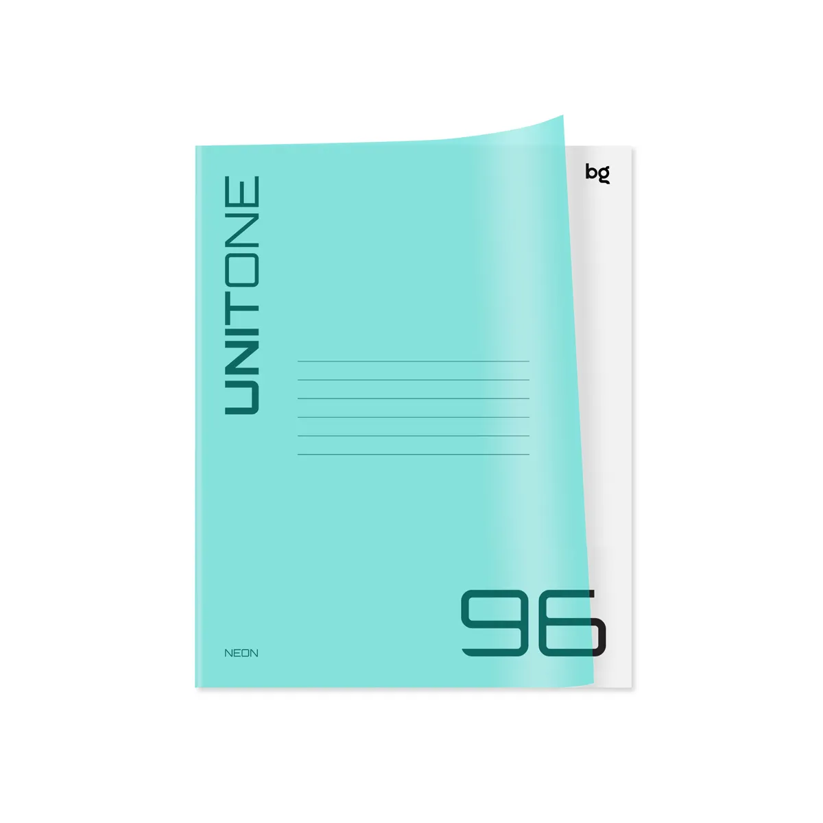Тетрадь 96л., А5, клетка BG "UniTone. Neon", пластиковая обложка, неон голубой