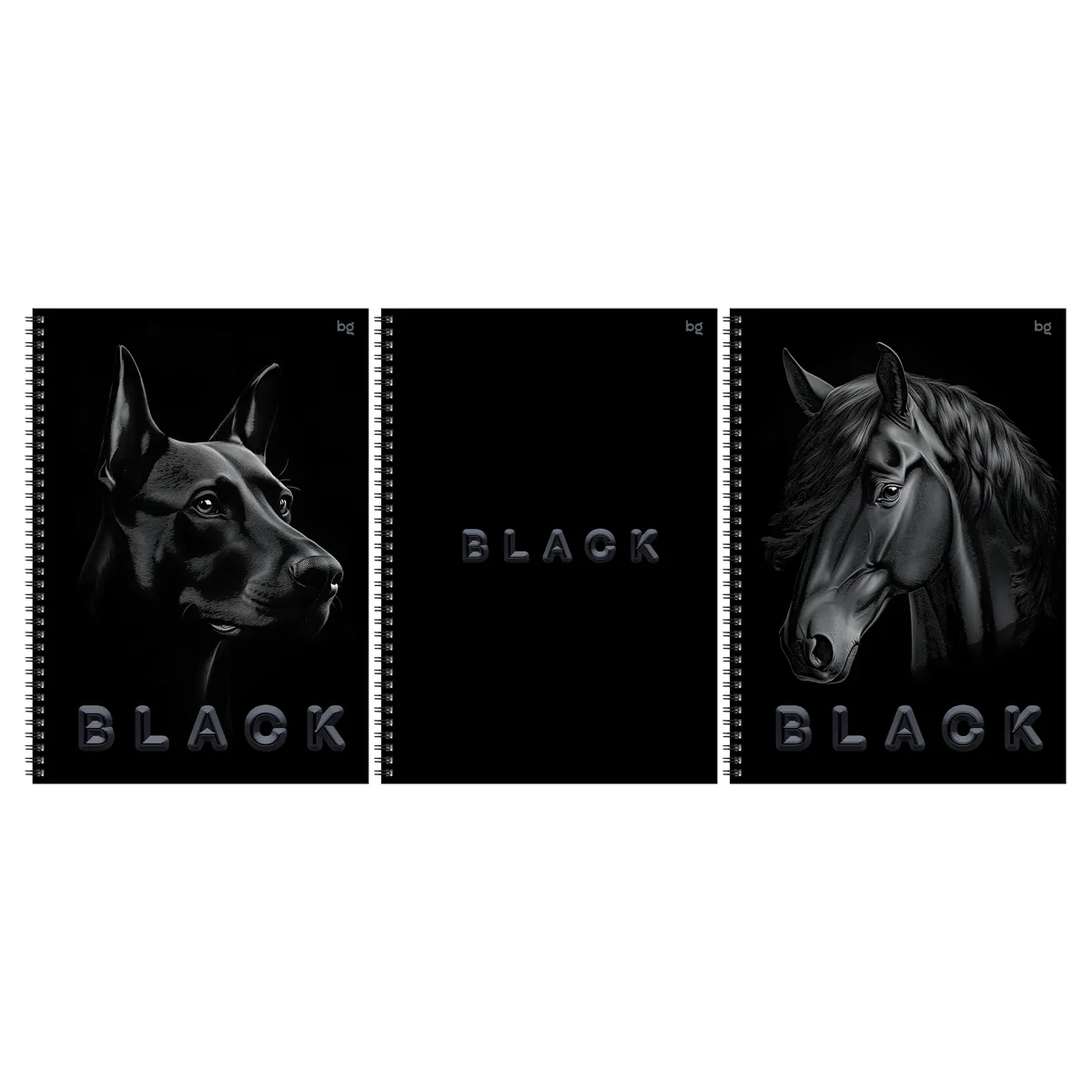 Тетрадь 80л., А4, клетка, на гребне BG "Just black", soft-touch ламинация, выб. лак