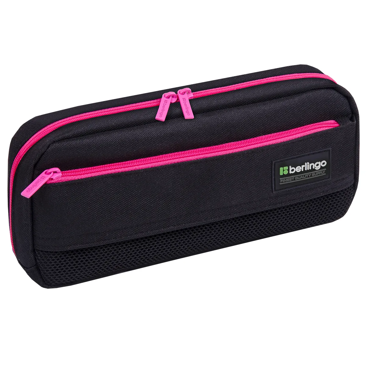 Пенал мягкий 1 отделение, 1 карман, 215*95*44 Berlingo "Black and pink", полиэстер, внутр. органайзер