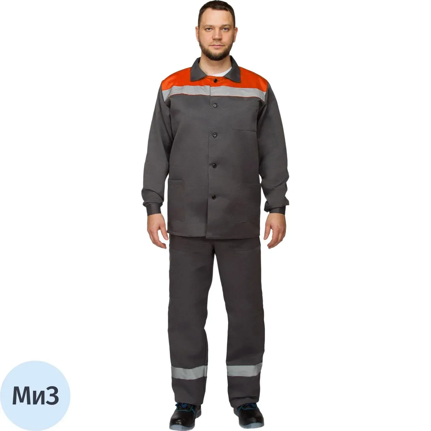 Костюм лет муж (куртка, пк) л16 с СОП сер/оранж 96-100/182-188