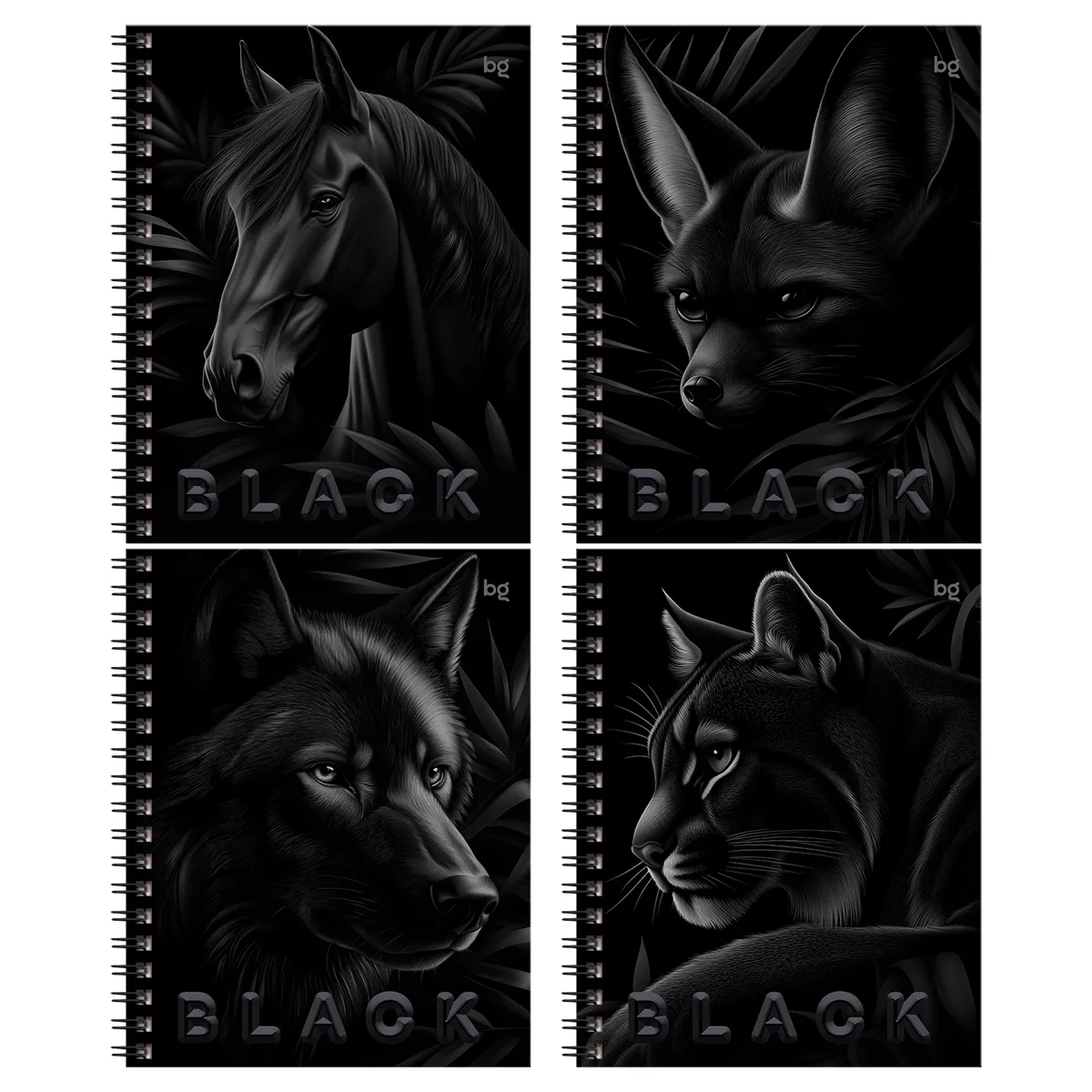 Тетрадь 48л., А5, клетка на гребне BG "Just Black", soft-touch ламинация, выб.лак