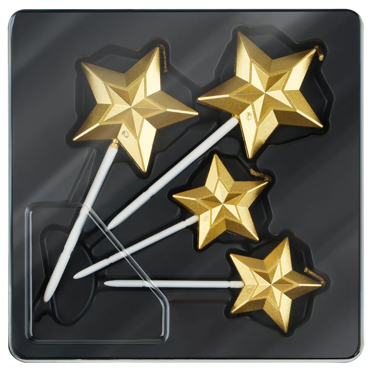 Свечи для торта с держателями MESHU "Stars", 3,5-4,5 см, 4шт.
