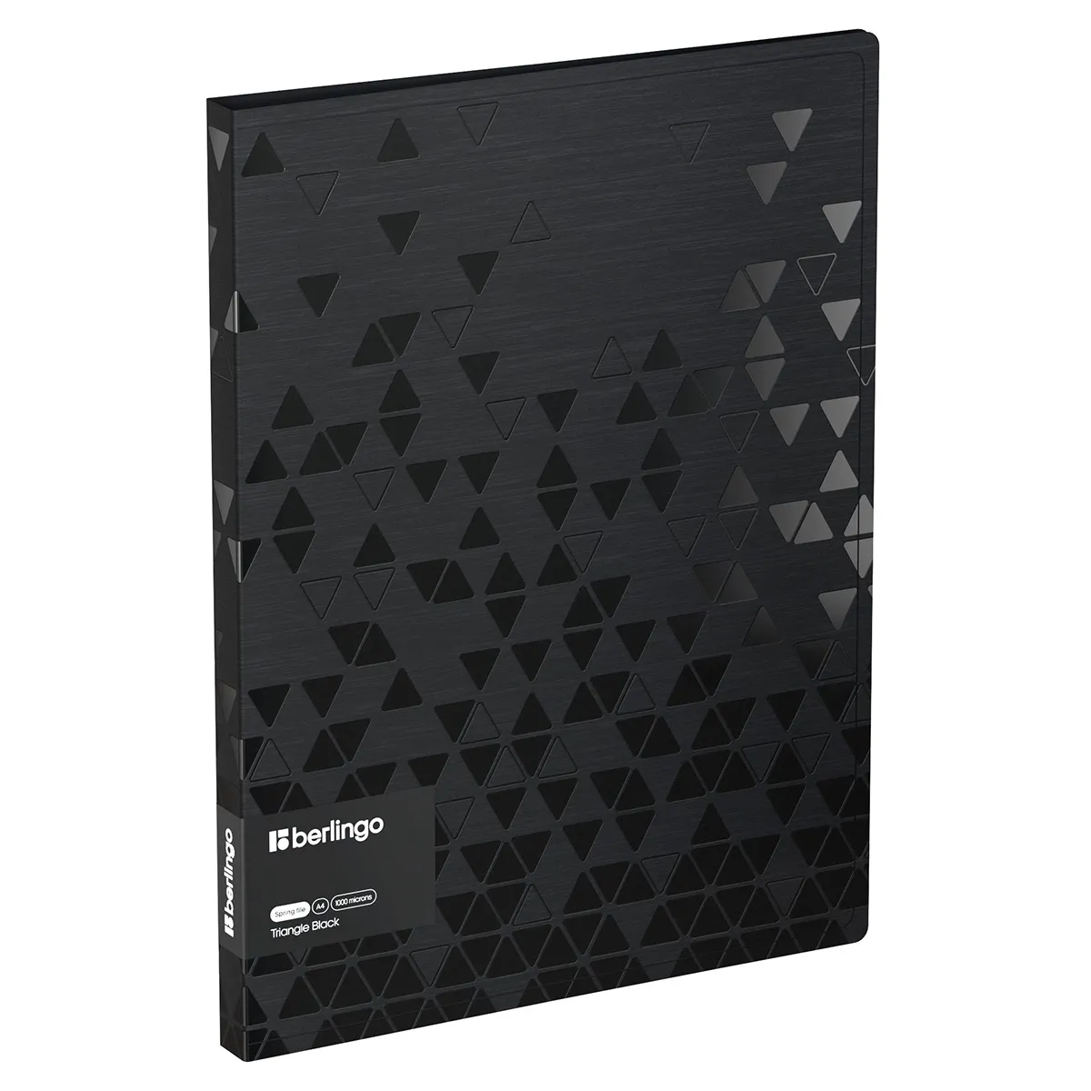Папка с пружинным скоросшивателем Berlingo "Triangle Black" А4, 17мм, 1000мкм, черная, с внутр. карманом
