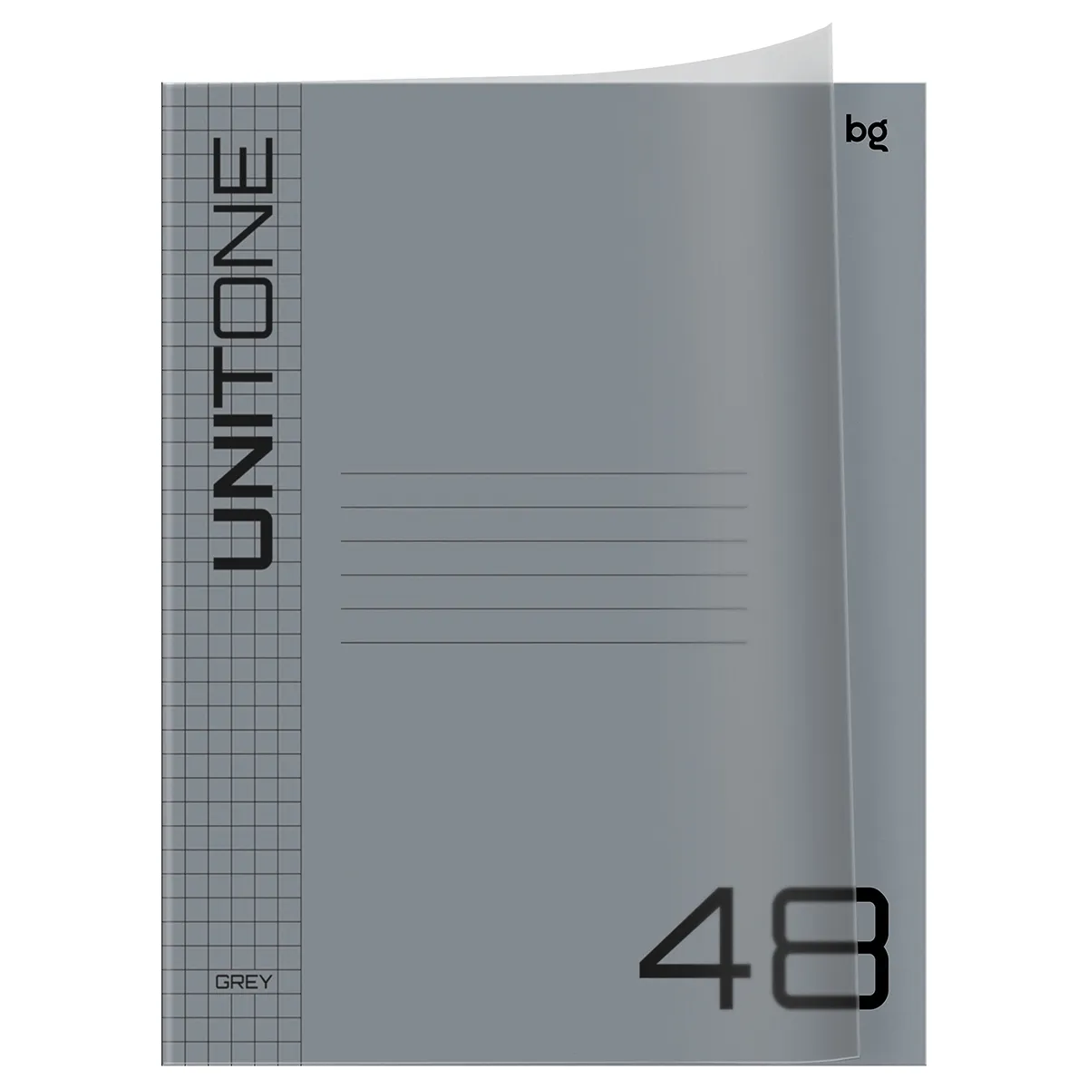 Тетрадь 48л., А5 клетка BG "UniTone", пластиковая обложка, серый