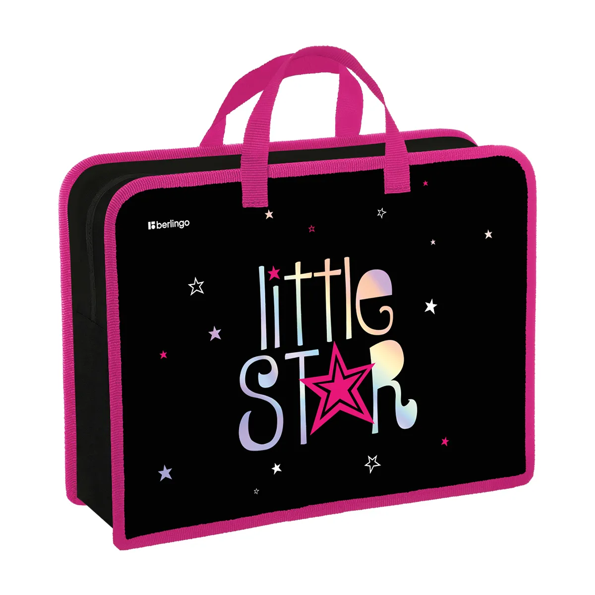Папка с ручками 1 отделение, А4 Berlingo "Little Star", 340*245*100мм, пластик, на молнии