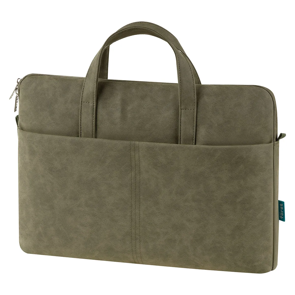 Сумка для ноутбука 15,6" Först "Suede Style", полиуретан, оливково-серый, мягкий подклад, внешнее отделение