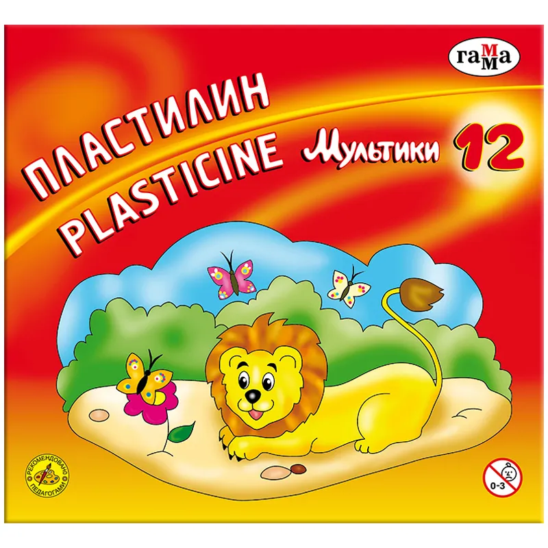 Пластилин Гамма "Мультики", 12 цветов, 240г, со стеком, картон. упак.