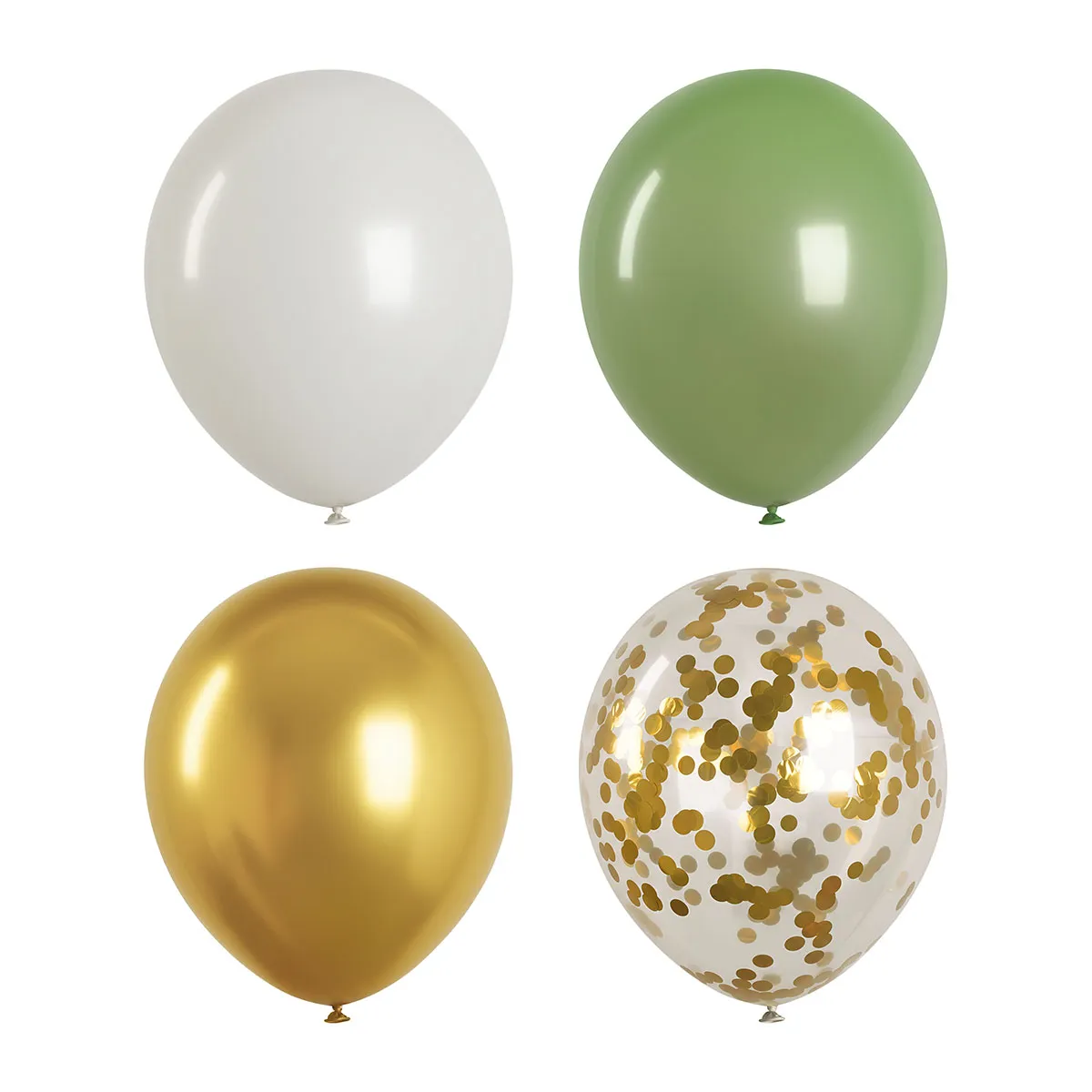 Воздушные шары, 40шт., М12/30см, MESHU, "Green", пастель, 4 цвета ассорти