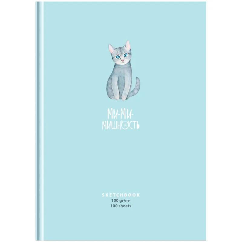 Скетчбук 100л., А5 7БЦ BG "Милая кошечка", матовая ламинация, выб. лак, 100г/м2