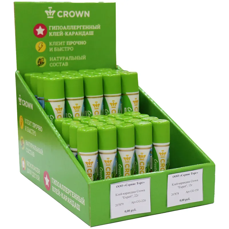 Картонный дисплей Crown клей-карандаш (Ш17см*Г25см*В25см), 2  ячейки