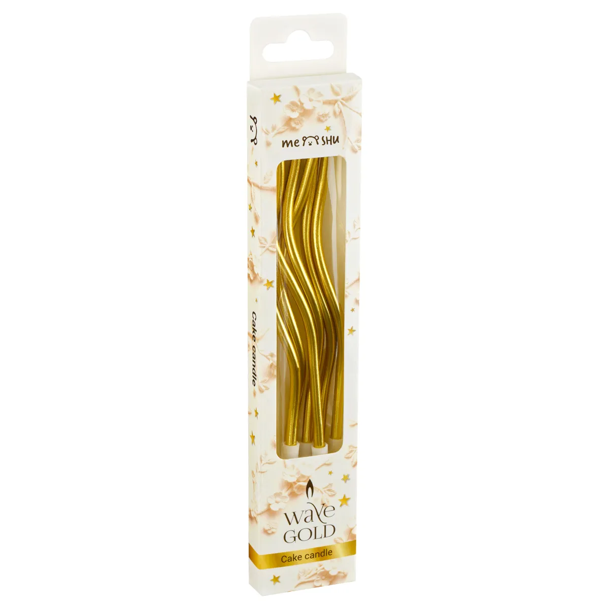 Свечи для торта с держателями MESHU "Wave gold", 13см, 6шт