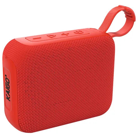 Колонка портативная влагозащищенная KAIGO (КАЙГО) BS100, 5 Вт, Bluetooth, USB, Micro SD, TWS, FM, красная, 514220
