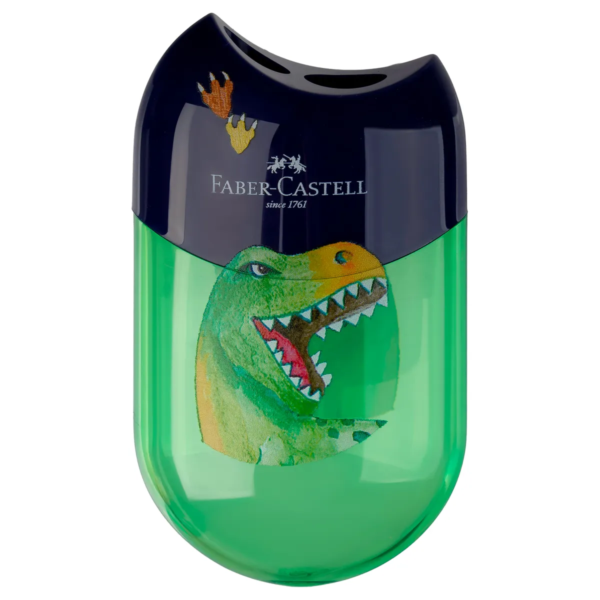 Точилка пластиковая Faber-Castell "Dinosaur" 2 отверстия, контейнер