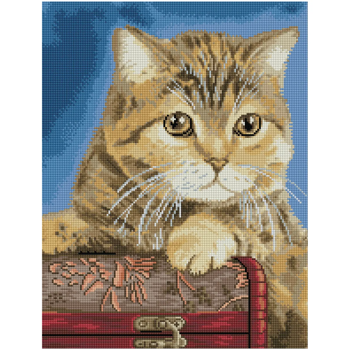 Алмазная мозаика ТРИ СОВЫ "Кошка", 40*50см, холст на деревянном подрамнике, картонная коробка с пластиковой ручкой