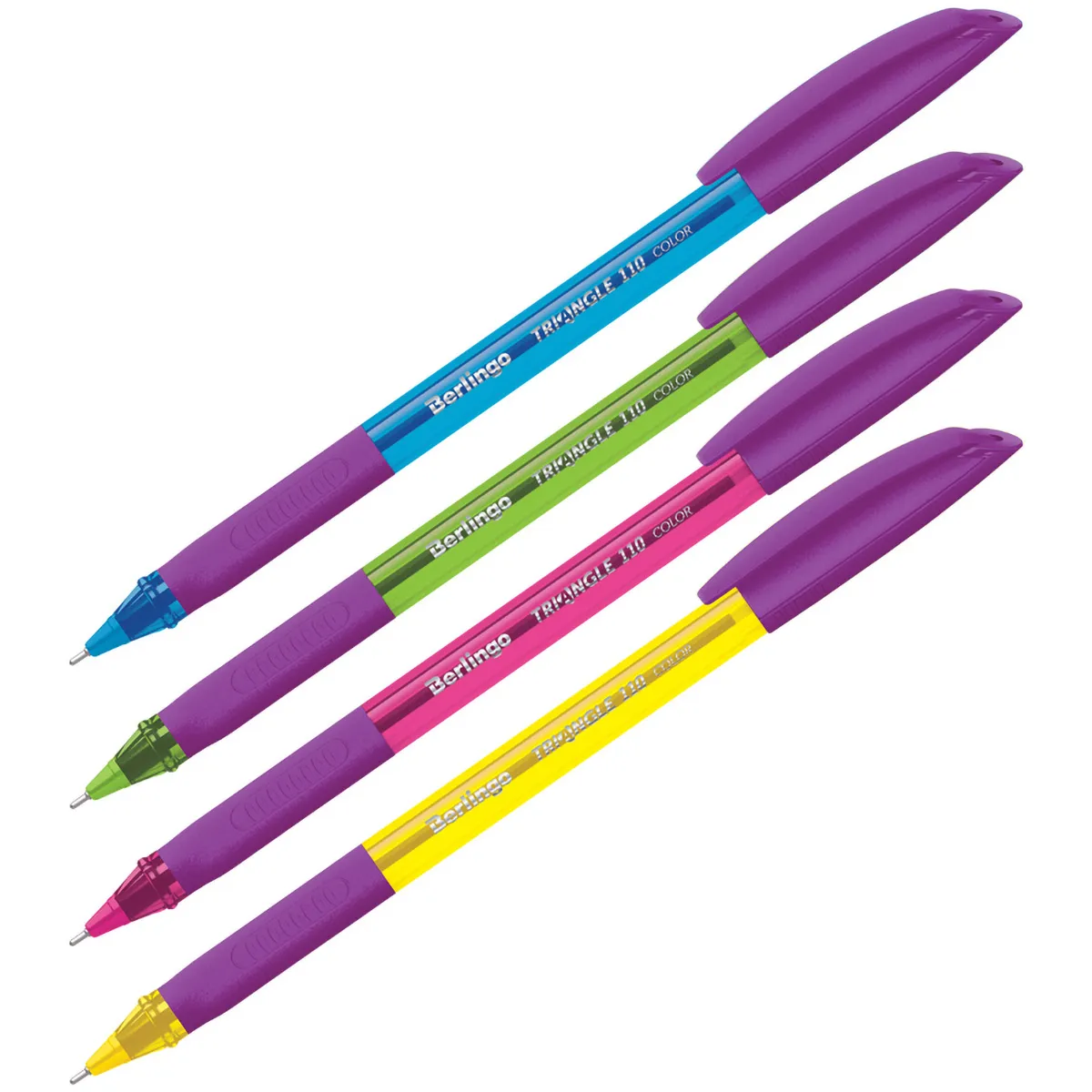 Ручка шариковая Berlingo "Triangle 110 Color" синяя, 0,7мм, грип, корпус ассорти, 12 штук