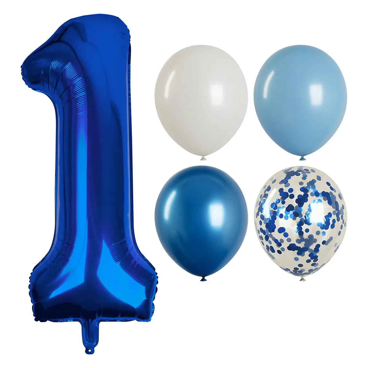 Воздушные шары, 41шт., М12/30см, MESHU, "Number 1 Blue", пастель