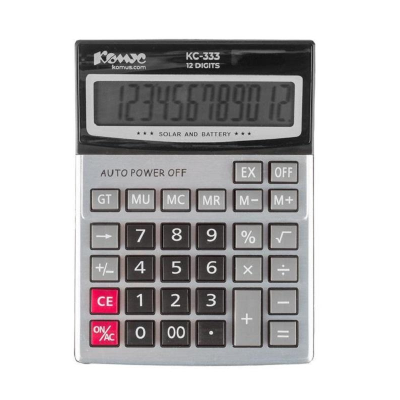 Калькулятор настольный  КОМПАК KОМУС КС-333, 12раз, дв.пит,170х125мм,серебр