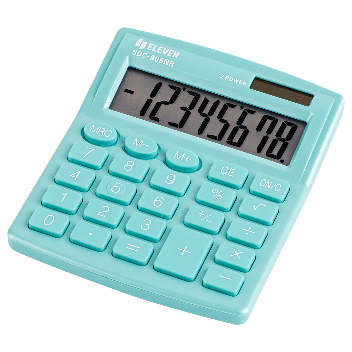 Калькулятор настольный Eleven SDC-805NR-GN, 8 разр., двойное питание, 105*120*21мм, бирюзовый