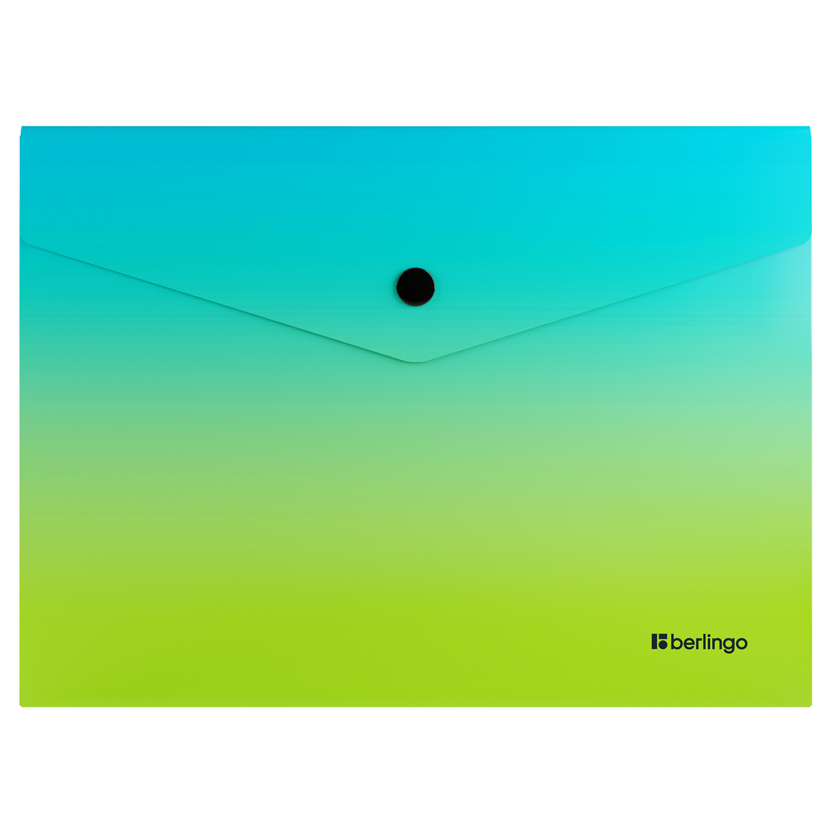Папка-конверт на кнопке Berlingo "Radiance", A5, 180мкм, голубой/зеленый градиент