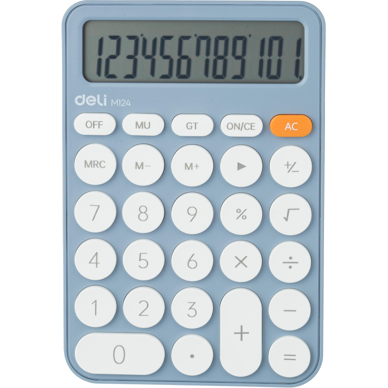 Калькулятор настольный КОМПАКТНЫЙ Deli EM124,12 разряд.160x107x28,5мм голуб