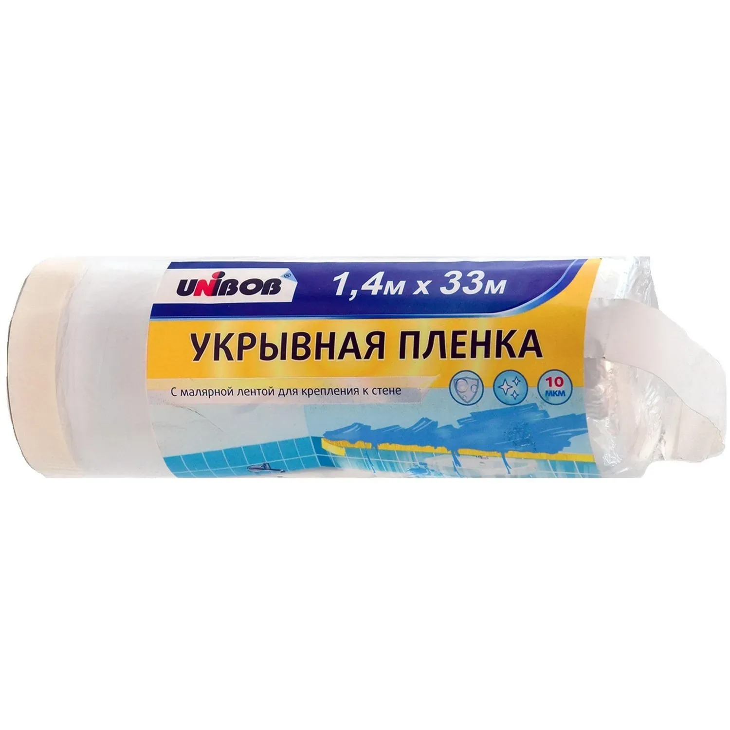 Пленка укрывная с малярной лентой UNIBOB 1,4х33 м