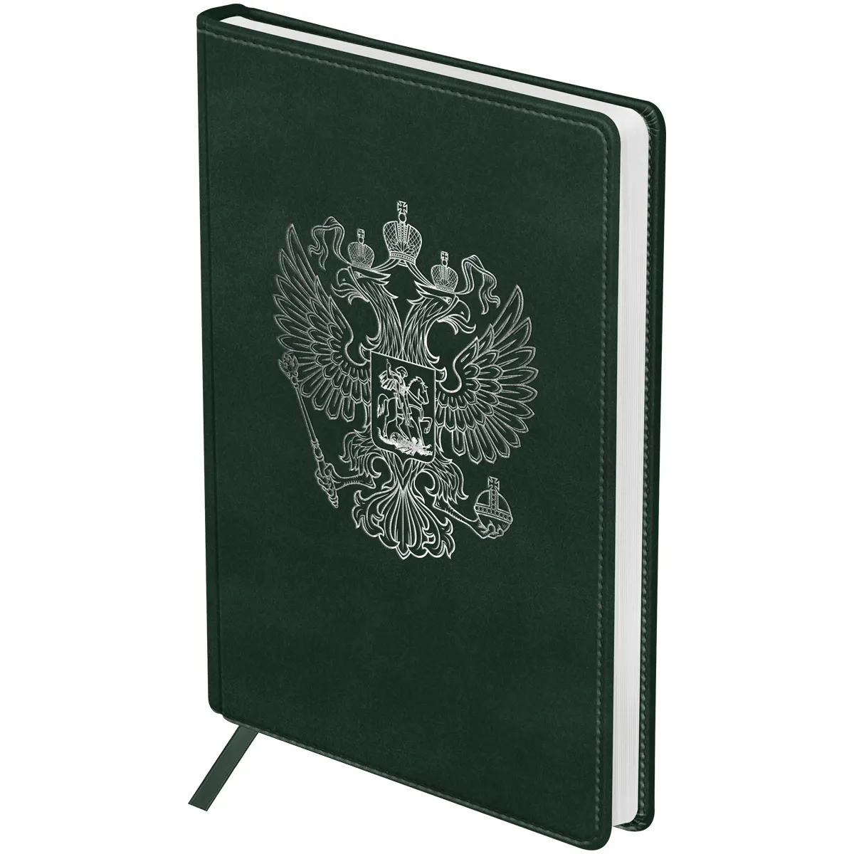 Ежедневник недатированный, А5, 160л., твердый переплет, кожзам, BG "Орел" зеленый