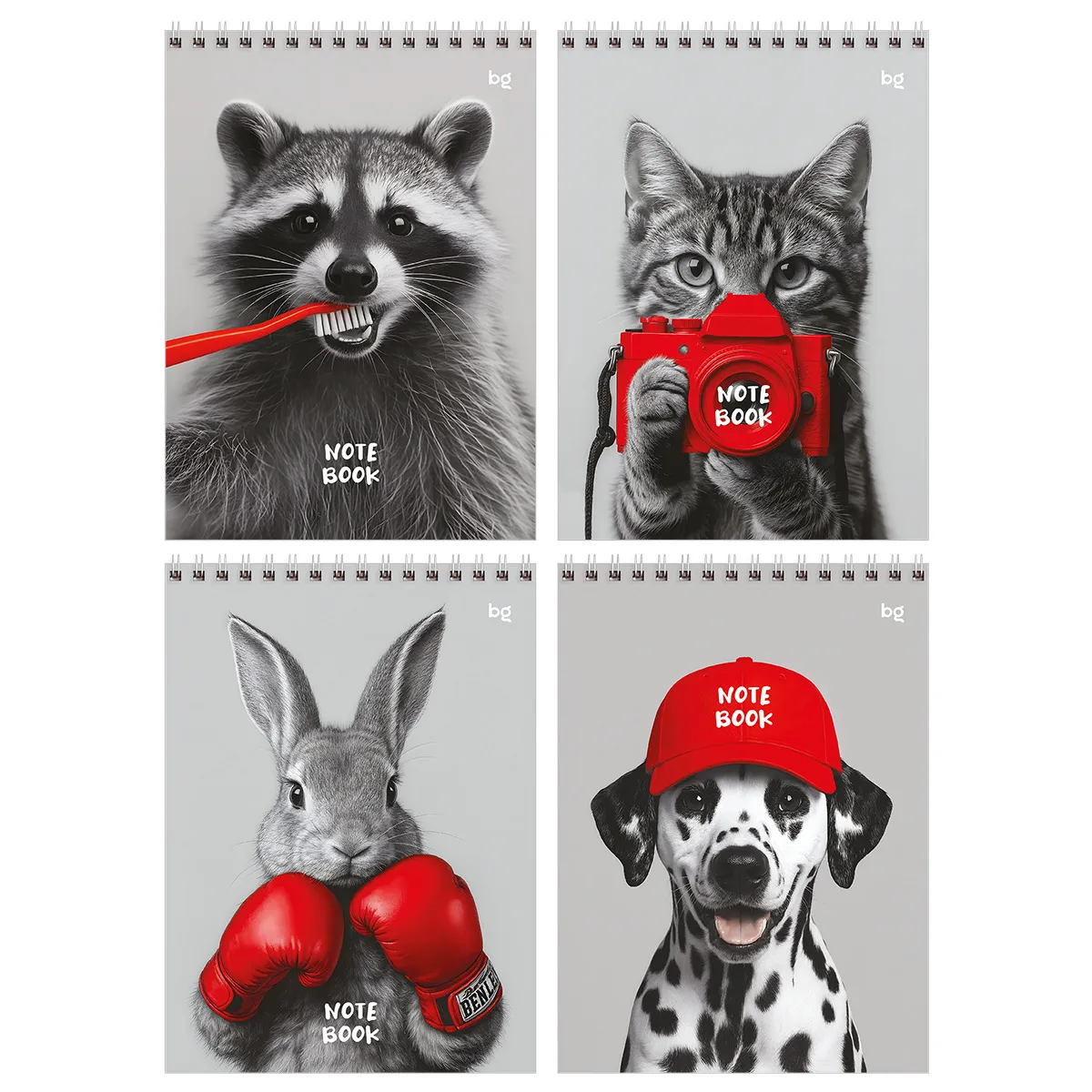 Блокнот А5 60л. на гребне BG "Pet and red", твердая подложка