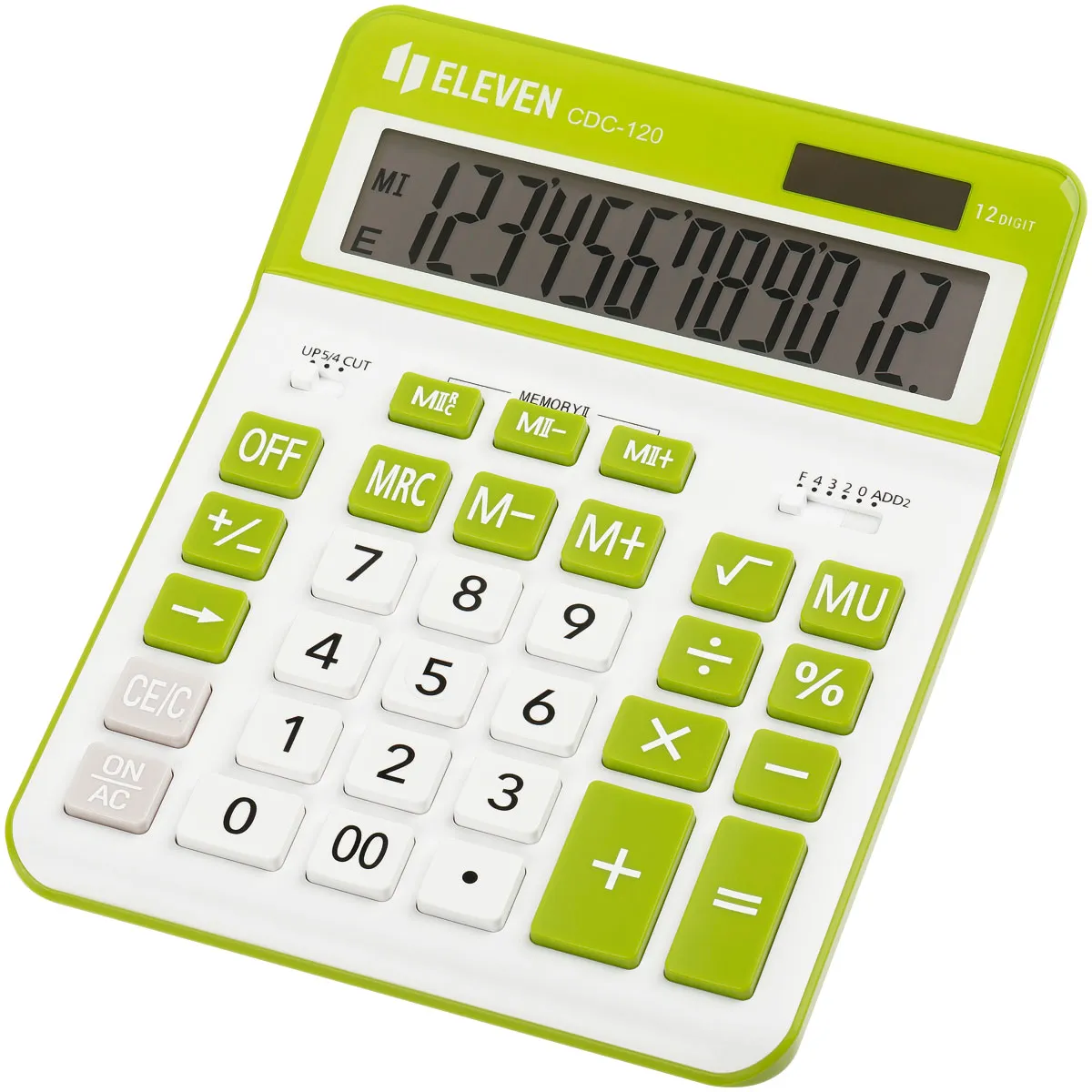 Калькулятор настольный Eleven CDC-120-WH/GR, 12 разрядов, двойное питание, 155*206*38мм, белый/салатовый