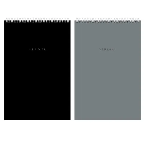 Блокнот ДЭК А4 198х297 мм, 80 л., КОМПЛЕКТ 2 шт., гребень, подложка, BRAUBERG "Minimal Classic", 116452