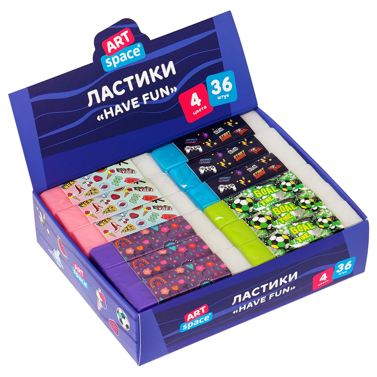Ластик ArtSpace "Blooming", прямоугольный, ПВХ, 60*15*10мм