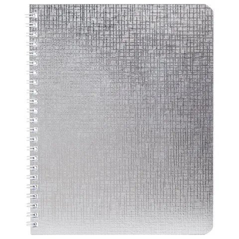 Тетрадь бумвинил А5 96 л., гребень, офсет №1, клетка, СЕРЕБРО, "Metallic", HATBER, 058964, 96Т5бвВ1гр