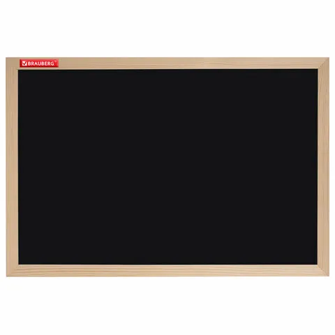 Доска для мела магнитная 30х45 см, черная, деревянная рамка, BRAUBERG Standard, 238801