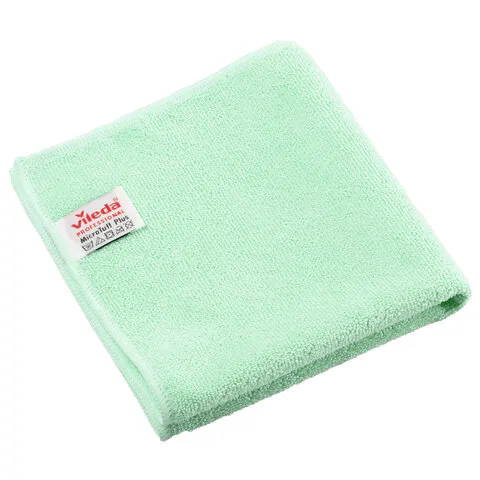 Салфетки VILEDA PROFESSIONAL "МикроТафф Плюс" КОМПЛЕКТ 5 шт., микрофибра, зеленый, 38х38 см, 174203