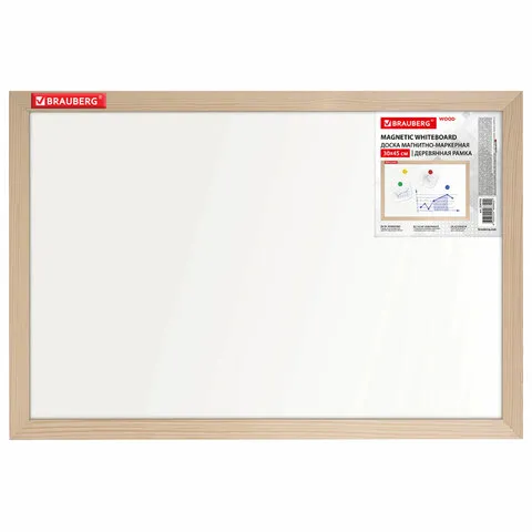 Доска магнитно-маркерная 30х45 см, деревянная рамка, BRAUBERG Standard, 238793