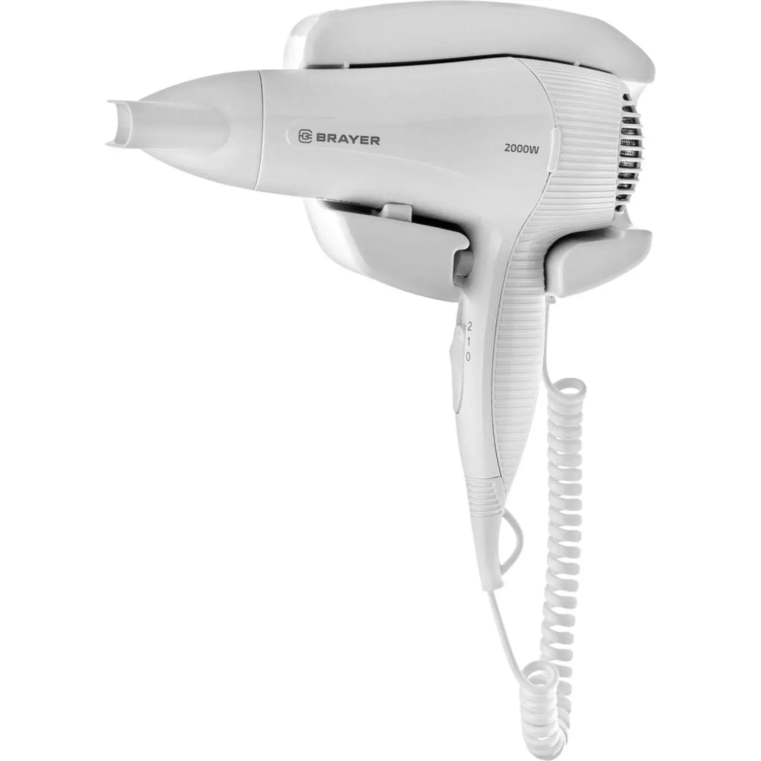 Фен настенный BRAYER BR3021, 2000ВТ,2скор, 2реж нагрева, концентратор,1,8 м