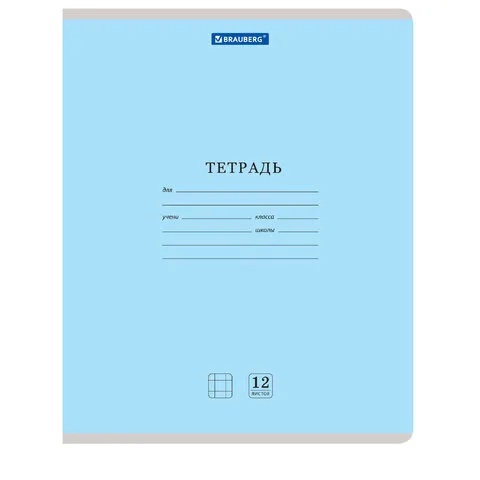 Тетради ДЭК 12 л. КОМПЛЕКТ 20 шт. BRAUBERG КЛАССИКА NEW, клетка, обложка картон, СИНЯЯ, 880049