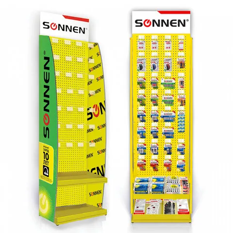 Стойка для размещения товара напольная SONNEN, 205x60x50 см, 25 крючков, 2 полки, металл, 504995