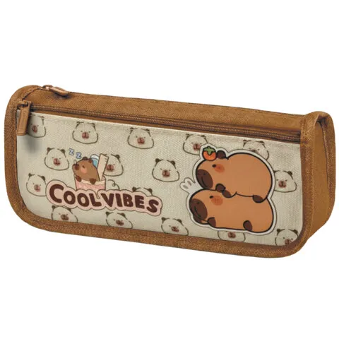 Пенал мягкий BRAUBERG KIDS, 2 отделения, полиэстер, "Capybaras", 22x10x6 см, 274582