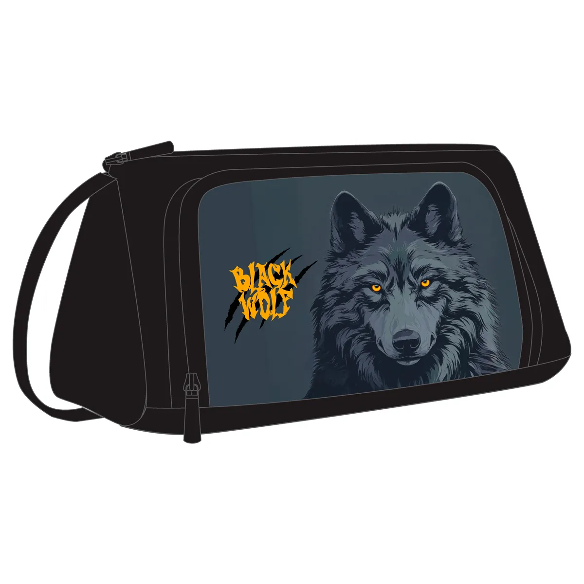 Пенал мягкий Först "Wolf" , 1 отделение, 1 карман, 210*115*85 , полиэстер, откидная планка, черный