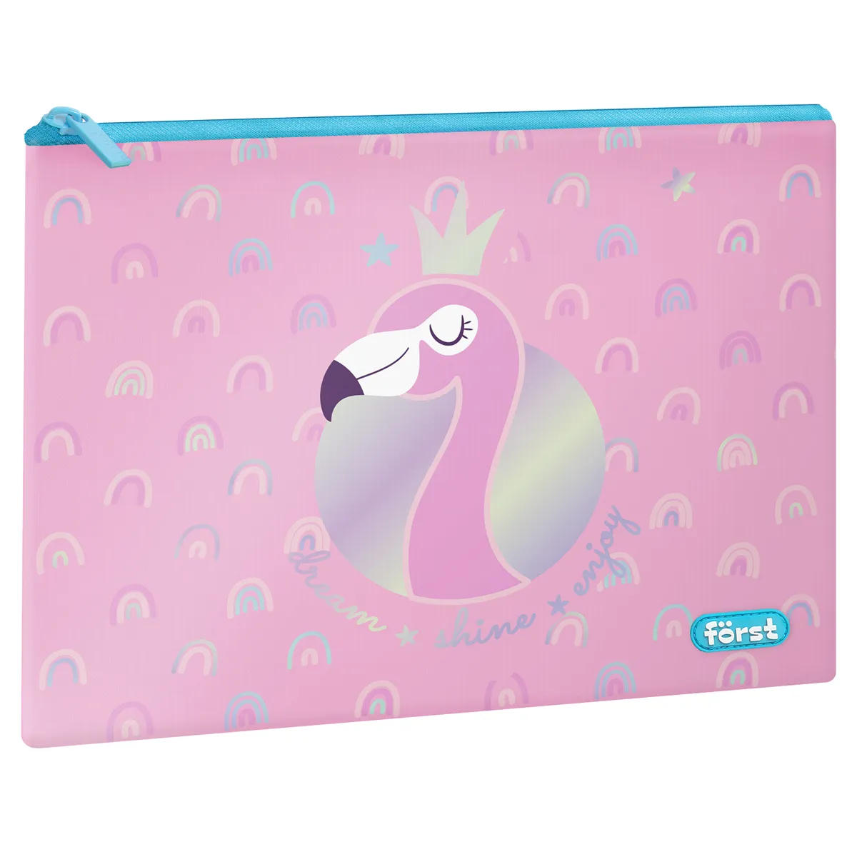 Папка текстильная А5 Först "Shiny flamingo", 255*205 мм, 1 отделение, полиэстер