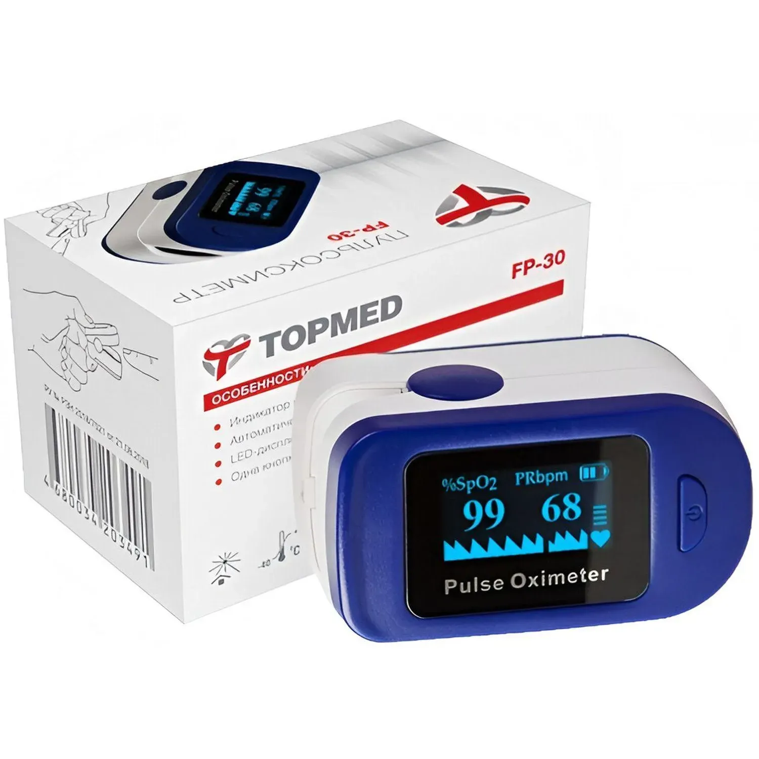 Пульсоксиметр напалечный TOPMED FP-30 8102-01-03